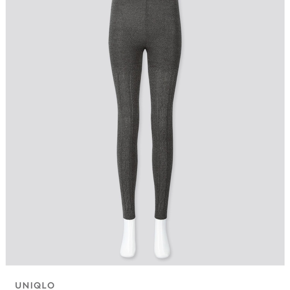 Uniqlo HeatTech Grey Cable Leggings - Small/Medium